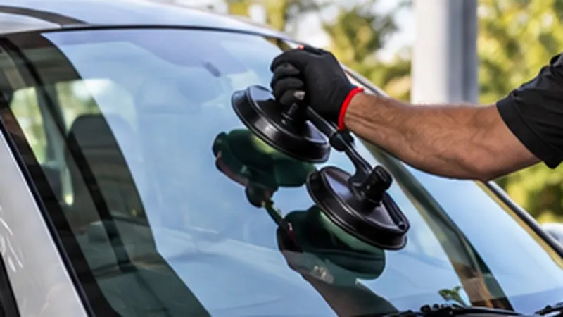 New windshield set in a car frame